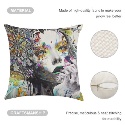 Banksy Urban Princess Graffiti Oil Painting Linen Throw Pillow Cover