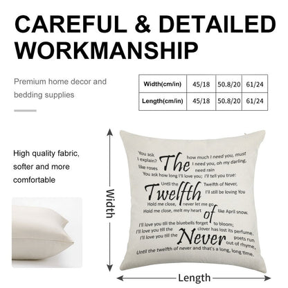The Twelfth of Never Linen Throw Pillow Cover
