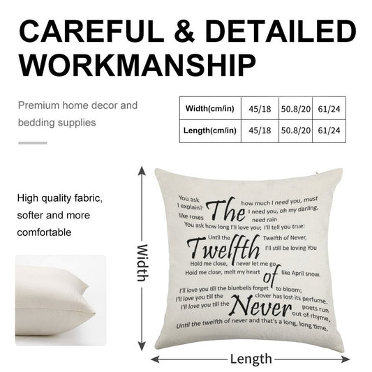 The Twelfth of Never Linen Throw Pillow Cover