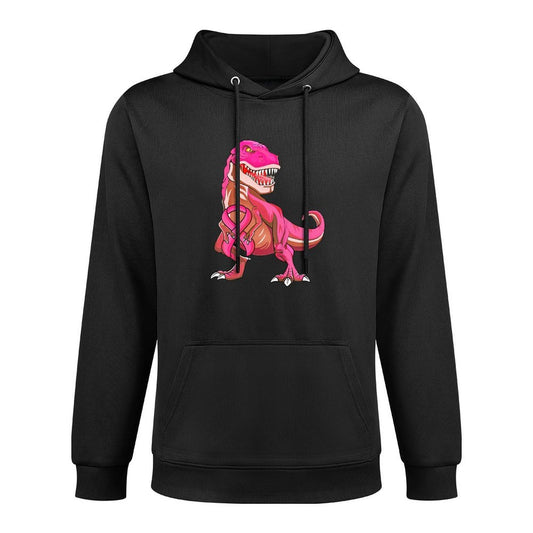 Pink Ribbon T-Rex Breast Cancer Awareness for Boys Kids Adjustable Hood Hoodie