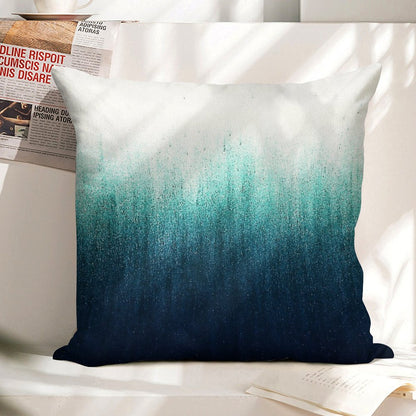 Teal Ombre Linen Throw Pillow Cover