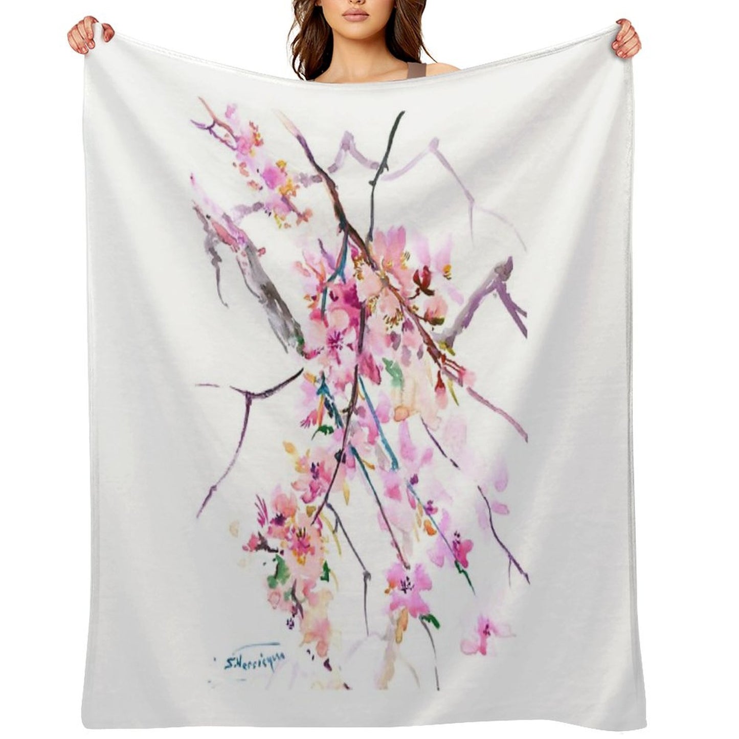 Cherry Blossom Throw Blanket