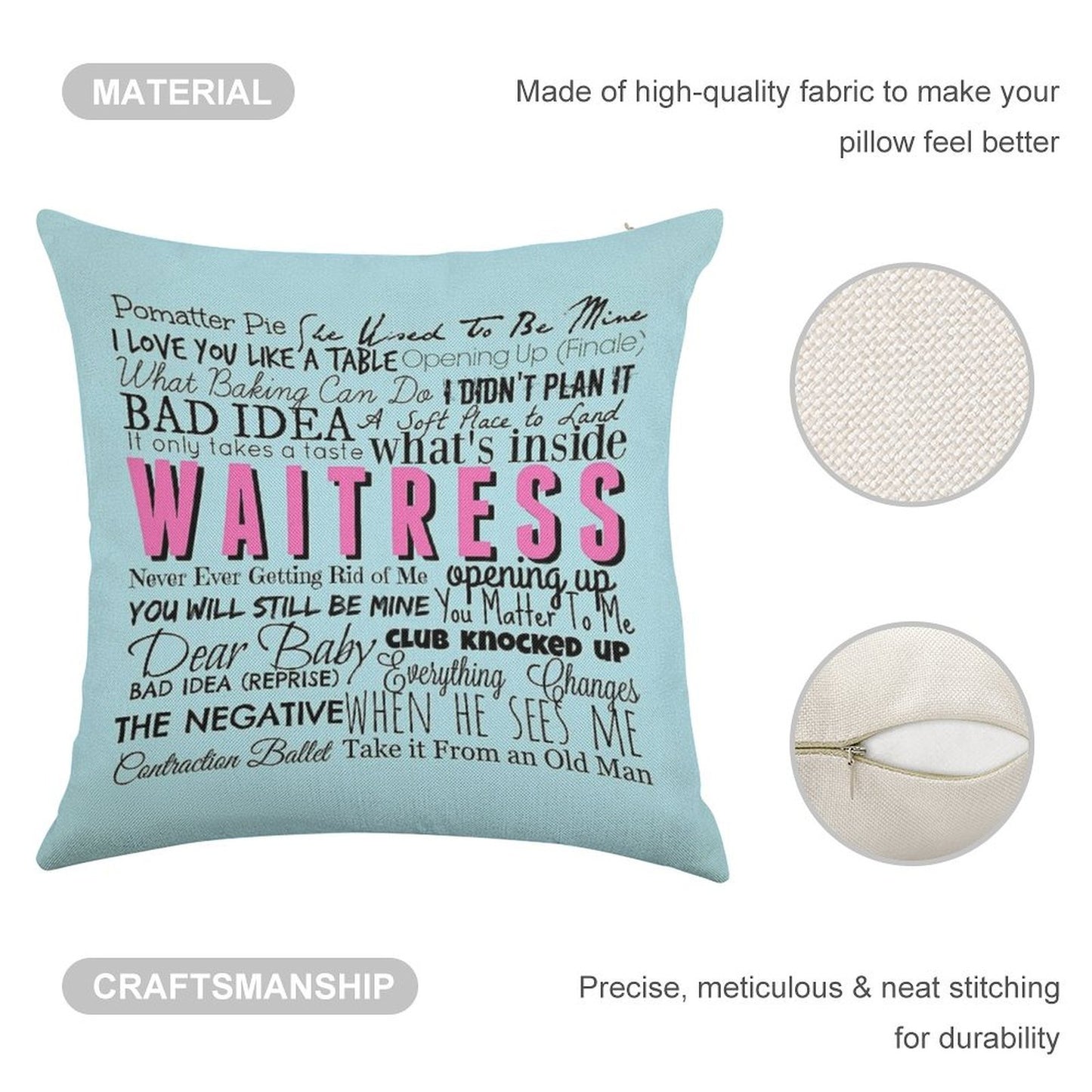 Waitress Original Cast Recording Linen Throw Pillow Cover