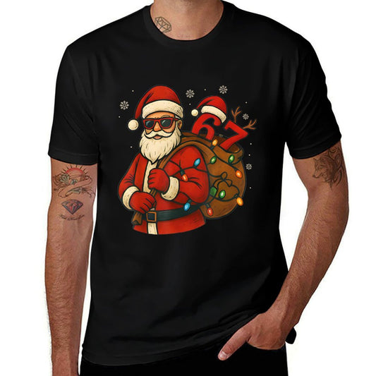 67 Christmas Funny Six Seven Meme Santa Claus Men Boys Kids  Breathable T-Shirt