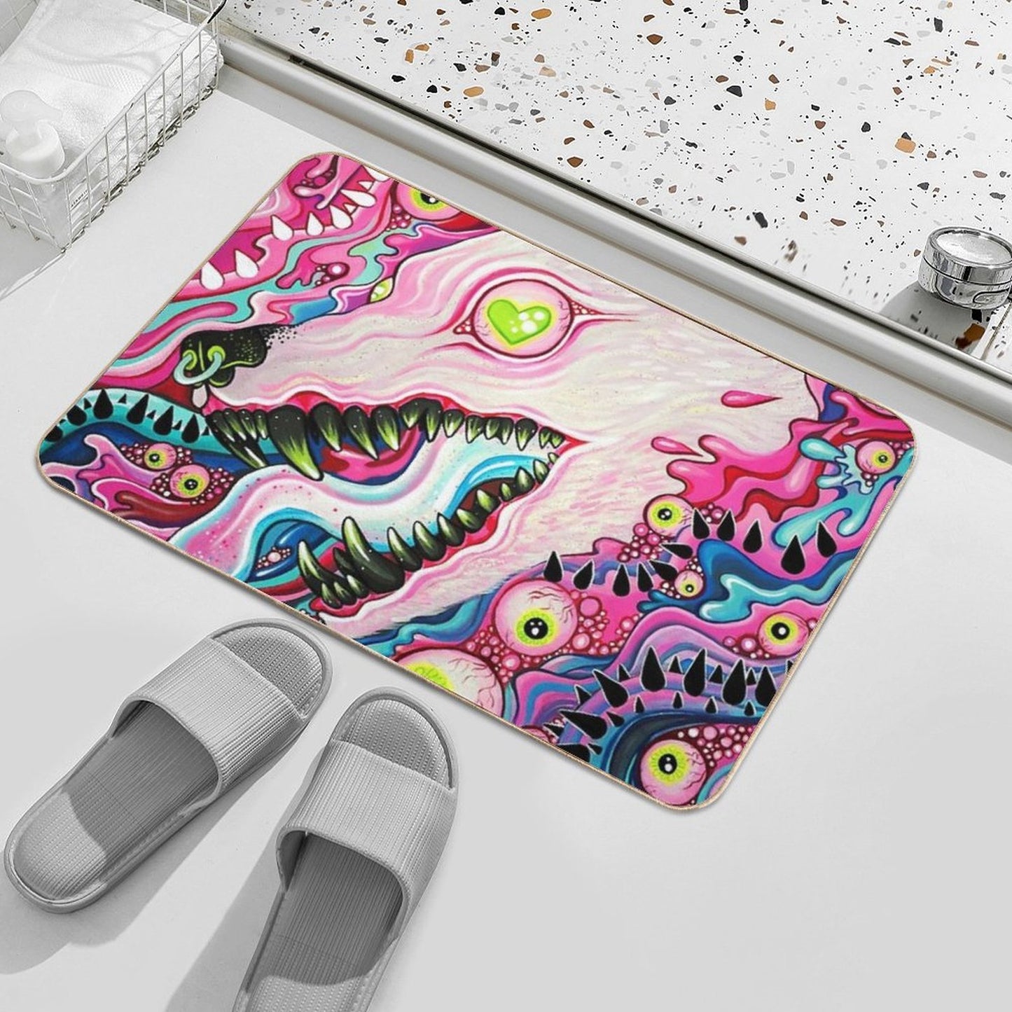 Glitterwolf Acrylic Painting  Long-Lasting Bath Mat
