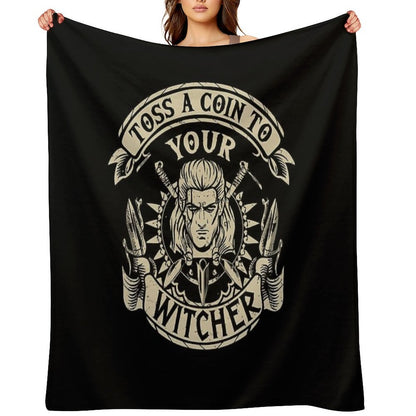 Toss A Coin To Your Witcher Geralt of Rivia Throw Blanket