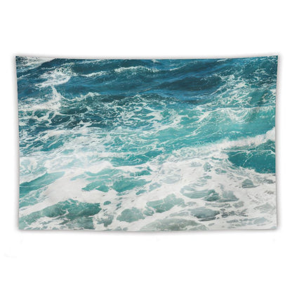 Blue Ocean Waves Tapestry