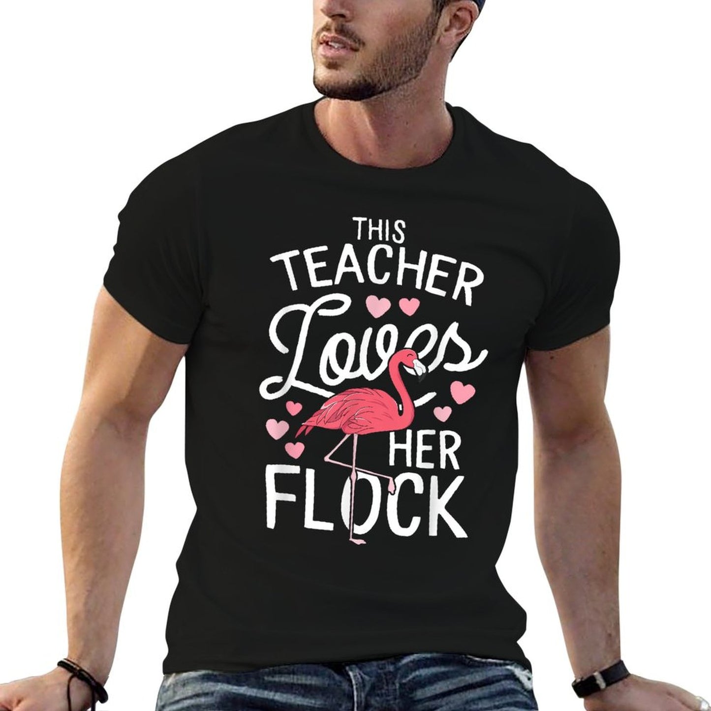 This Teacher Loves Her Flock Flamingo Teacher Class Gift T-Shirt