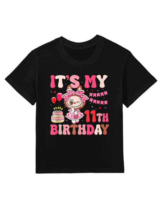 It's My 11th Birthday Girls Kidsns Labubu Bday Kids T-Shirt