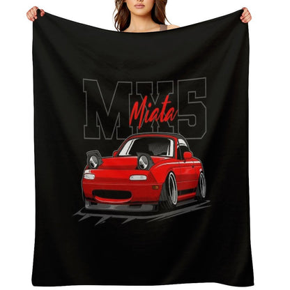 Red Miata Jdm Car Throw Blanket