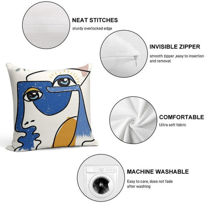 Minimal  Cute Face Soft Durable Construction Throw Pillow