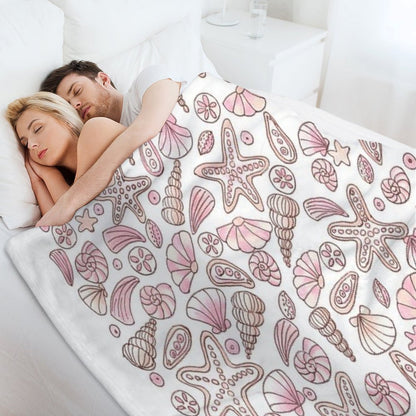Millennial Pink Seashells Throw Blanket