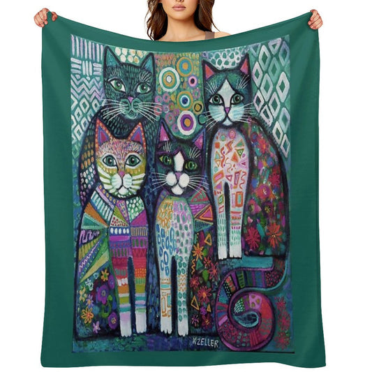Quirky Cats Throw Blanket