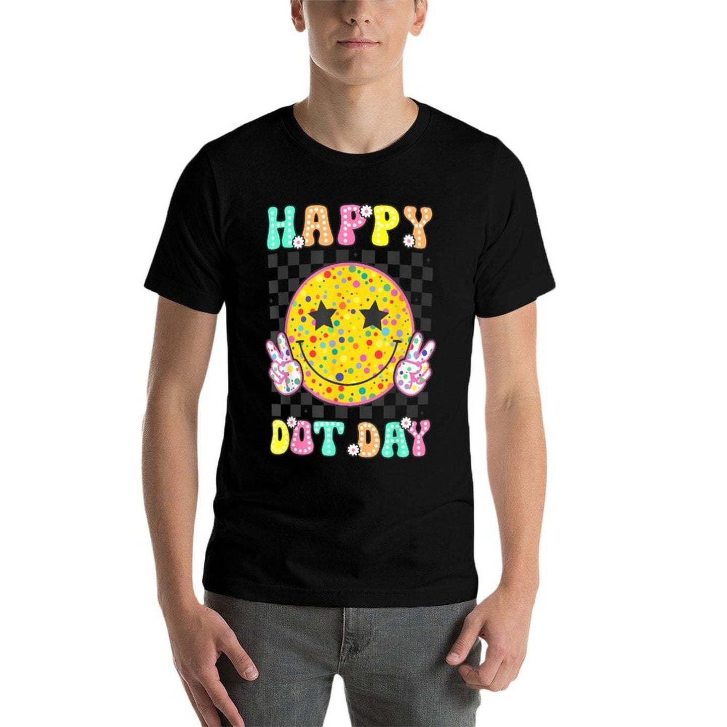 Happy Dot Day Smile Face Colorful Polka Dot Groovy Kids  Soft T-Shirt