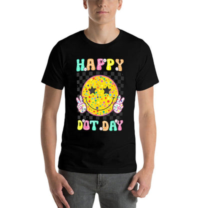 Happy Dot Day Smile Face Colorful Polka Dot Groovy Kids  Soft T-Shirt