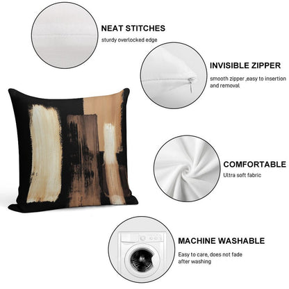 Black Brown Soft Hidden Zipper Throw Pillow