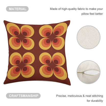 70s Graphic Linen Throw Pillow Cover