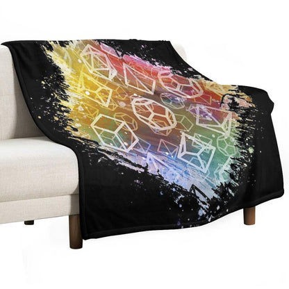 D20 Dice Watercolor Rainbow Throw Blanket