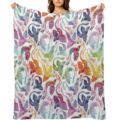 Dragon Fire Rainbow Throw Blanket