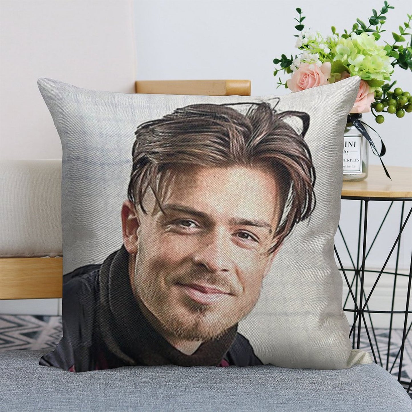 Jack Grealish Smile Linen Throw Pillow Cover