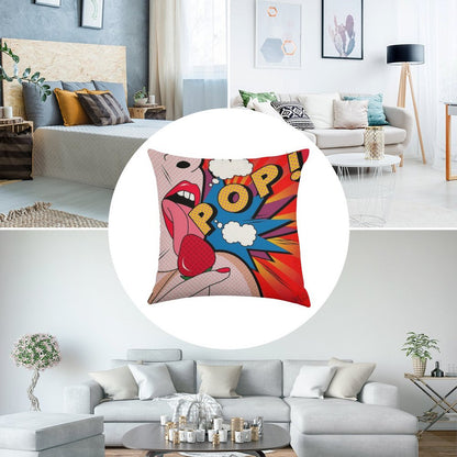 Pop Art Linen Throw Pillow Cover