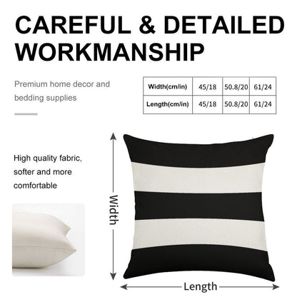 Modern Black White Striped Linen Throw Pillow Cover