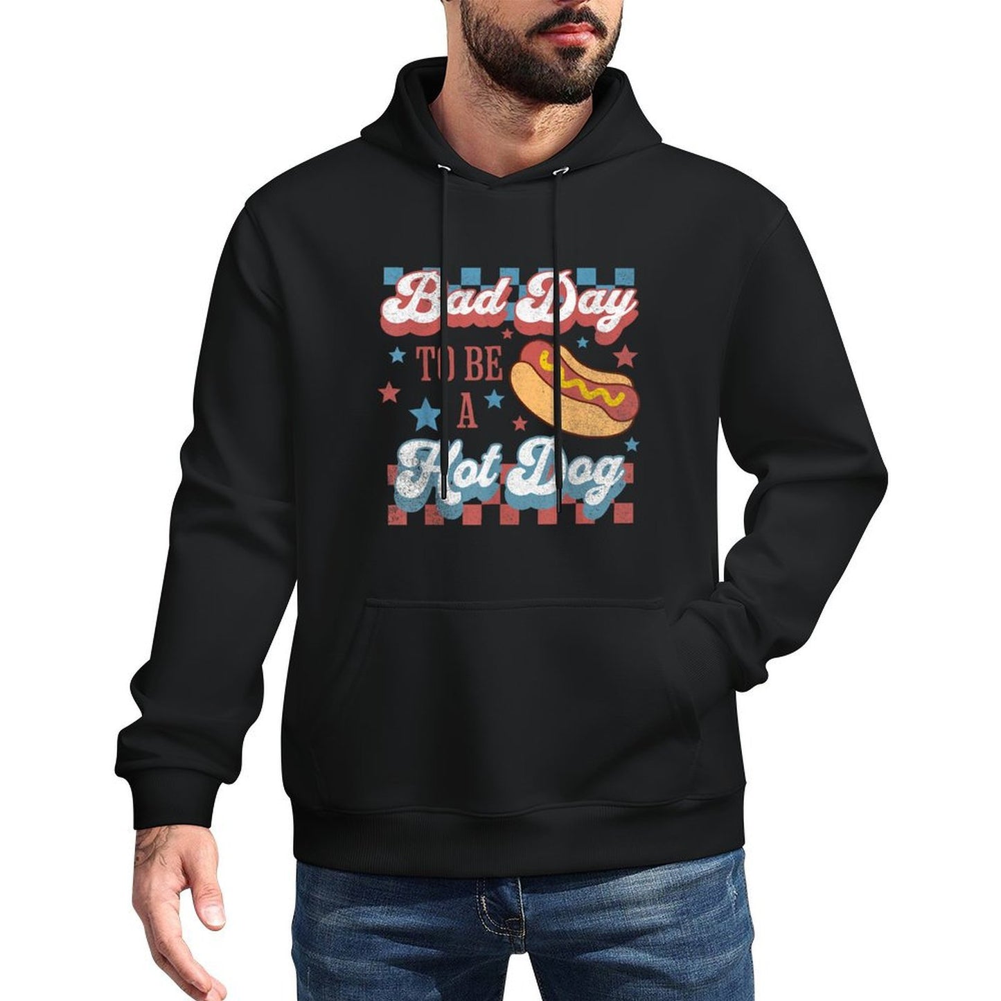 Bad Day To Be A Hot Dog Funny Hot Dog 4th Of July Patriotic Shape Retention Hoodie