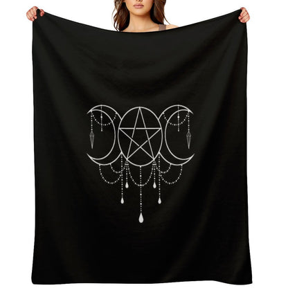 Triple Moon Goddess Pentacle Throw Blanket