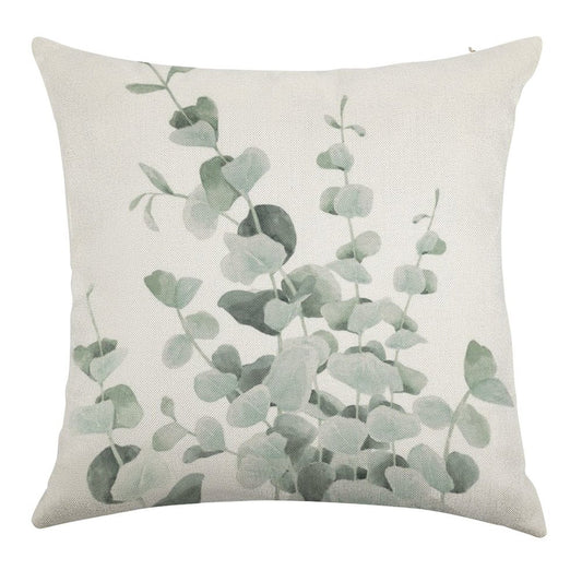 Standing Eucalyptus Leaves Linen Throw Pillow Cover