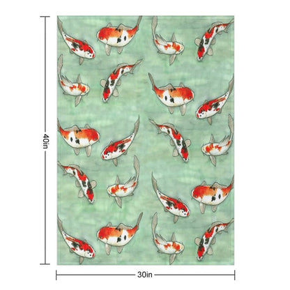 La Ronde Des Carpes Koi Throw Blanket