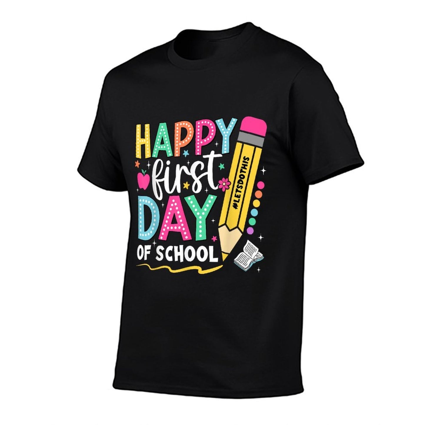 Happy First Day Of School Pencil Teacher Kids Back To School  Trendy Pattern T-Shirt