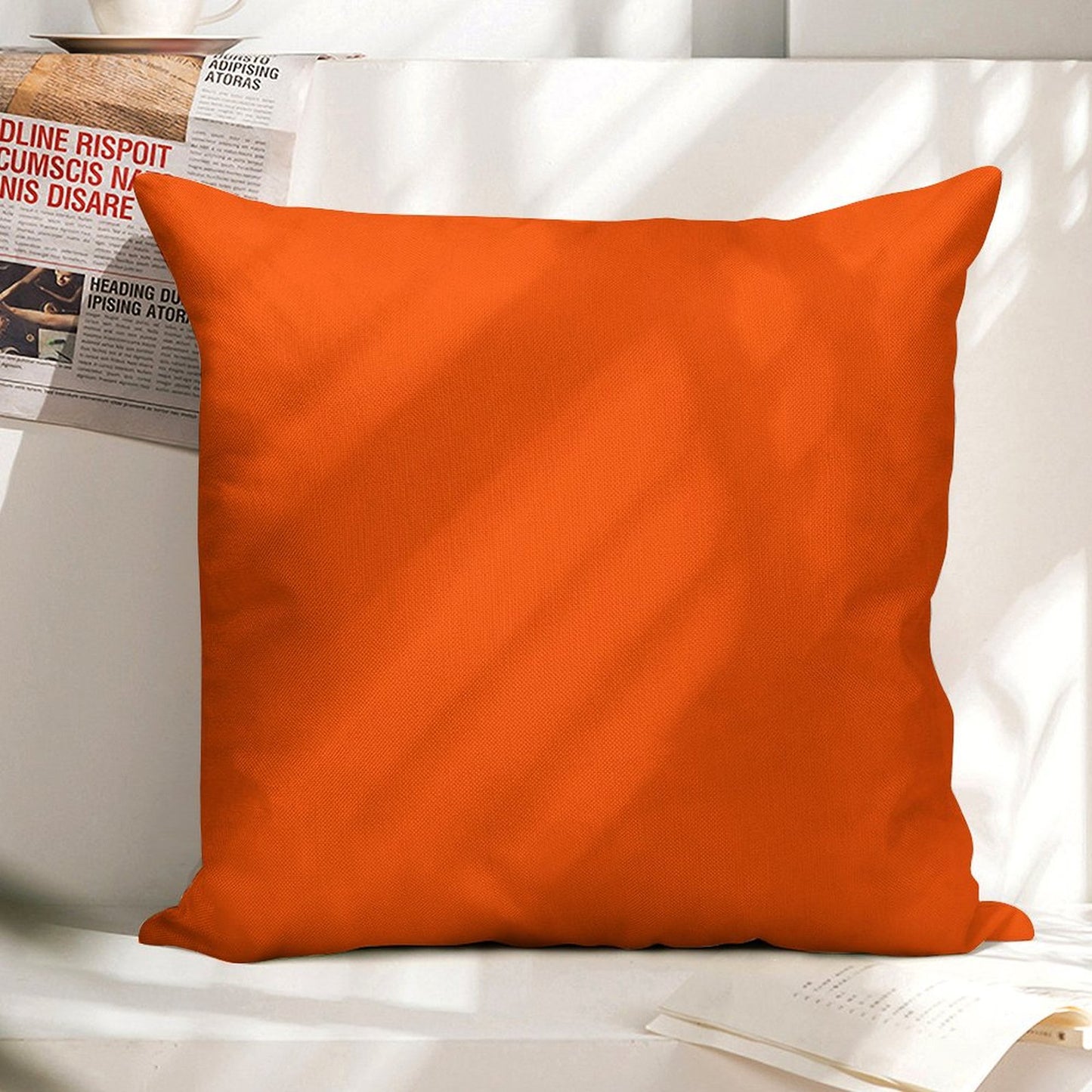 SOLID PLAIN INTERNATIONAL ORANGE -OVER 100 SHADES OF ORANGE ON OZCUSHIONS Linen Throw Pillow Cover
