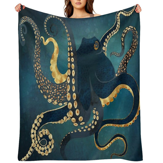 Metallic Octopus IV Throw Blanket