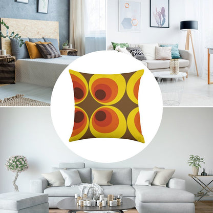 70s, 80s Funky Vintage Circle Pattern Linen Throw Pillow Cover