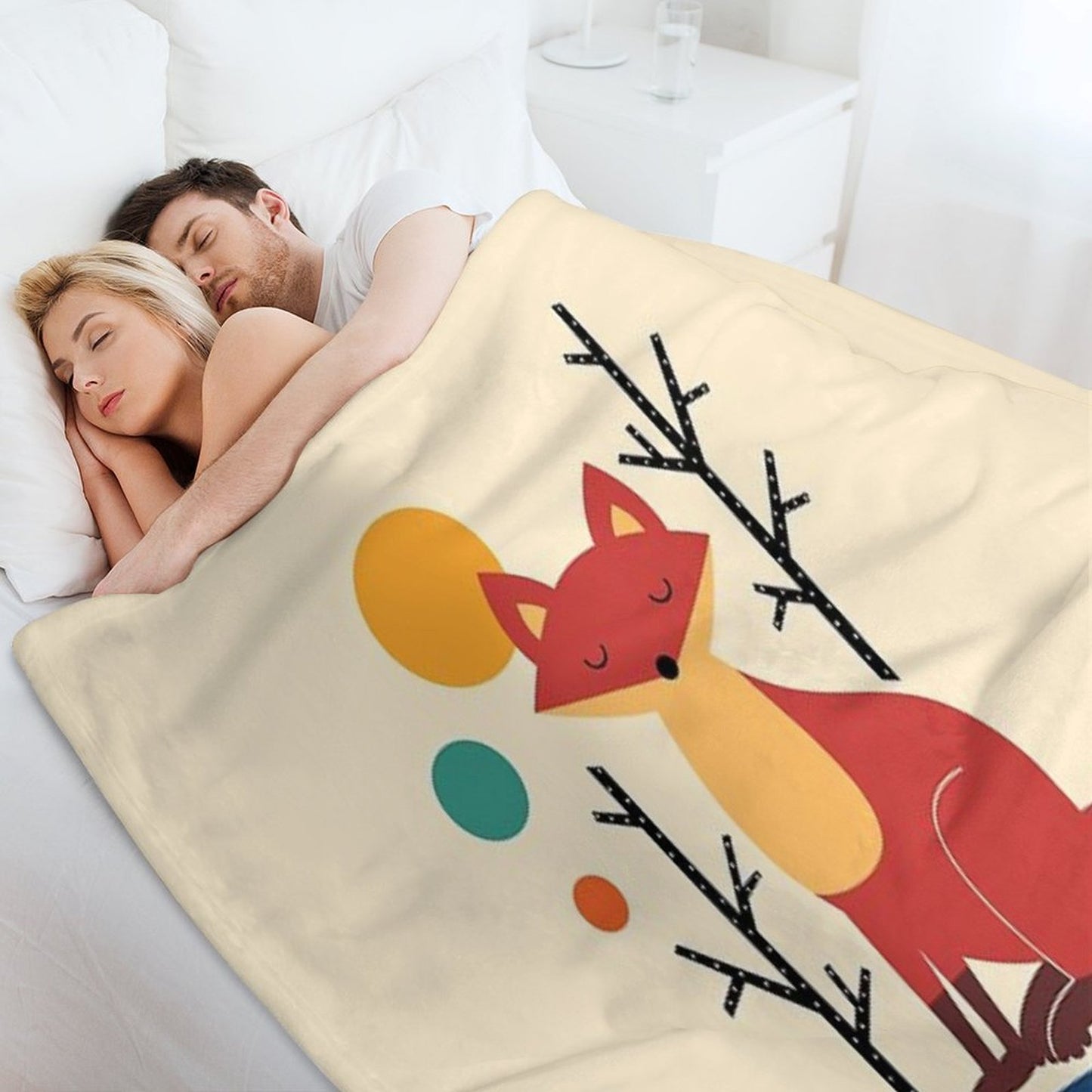 Rainbow Fox Throw Blanket