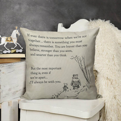 Winnie The Pooh Book Page - If Ever A Tomorrow…braver Than You Believe Linen Throw Pillow Cover