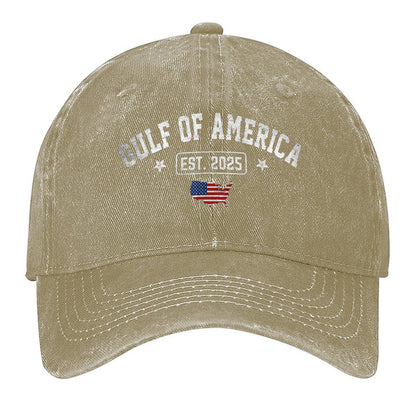 Gulf Of US America Est 2025 Vintage USA American Flag Men Baseball Cap