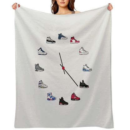 Jordan Sneaker Clock Throw Blanket