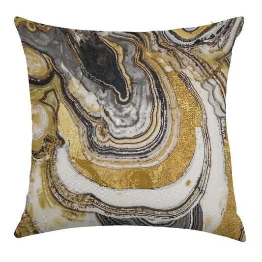 Stone Prose Gold Geode Linen Throw Pillow Cover