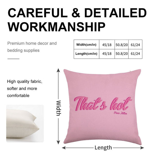 That's Hot Paris Hilton Text Print Linen Throw Pillow Cover