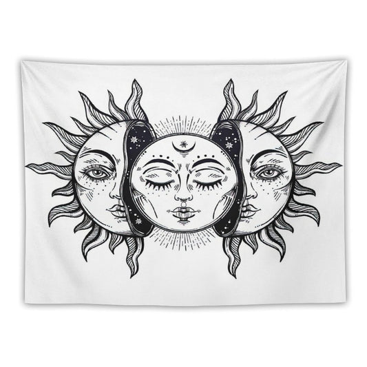 Vintage Solar Sun And Moon Tapestry