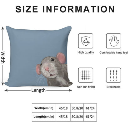 The Peeking Rat Soft Reinforced Edging Throw Pillow
