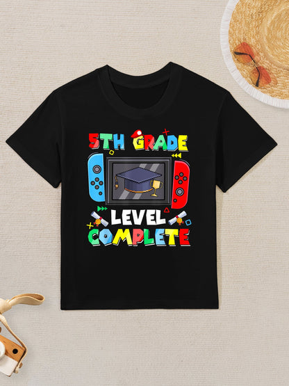 5th Grade Level Complete Video Gamer Graduation Kids Boys Kids T-Shirt