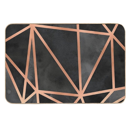 Black And Copper Geo  Non-Slip Bath Mat
