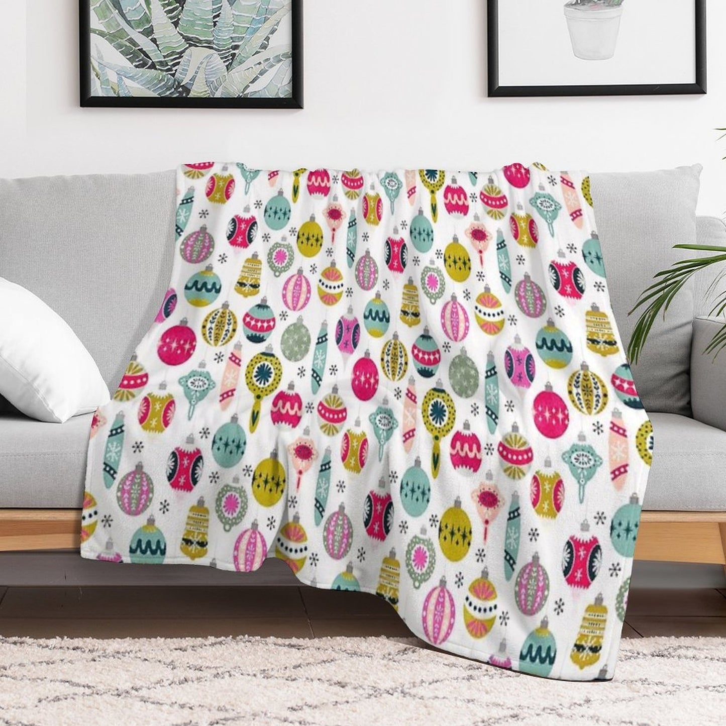 Ornaments - White by Andrea Lauren Throw Blanket