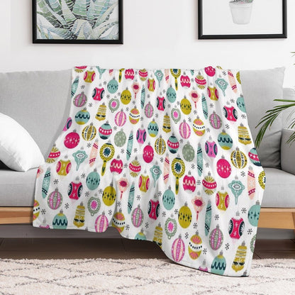 Ornaments - White by Andrea Lauren Throw Blanket