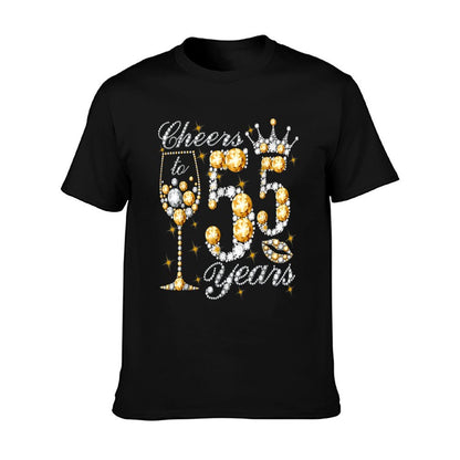Cheers To 55 Years Old Happy 55th Birthday Queen Drink Wine T-Shirt