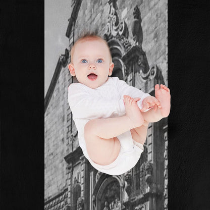 Gothic Quarter in Barcelona Spain Travel Black And White Throw Blanket