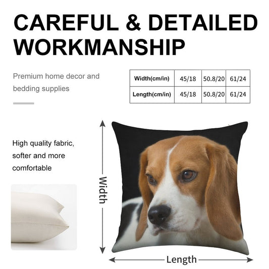 Beagle on The Black Linen Throw Pillow Cover