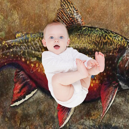 Spawning Male Brook Trout Illustration Throw Blanket